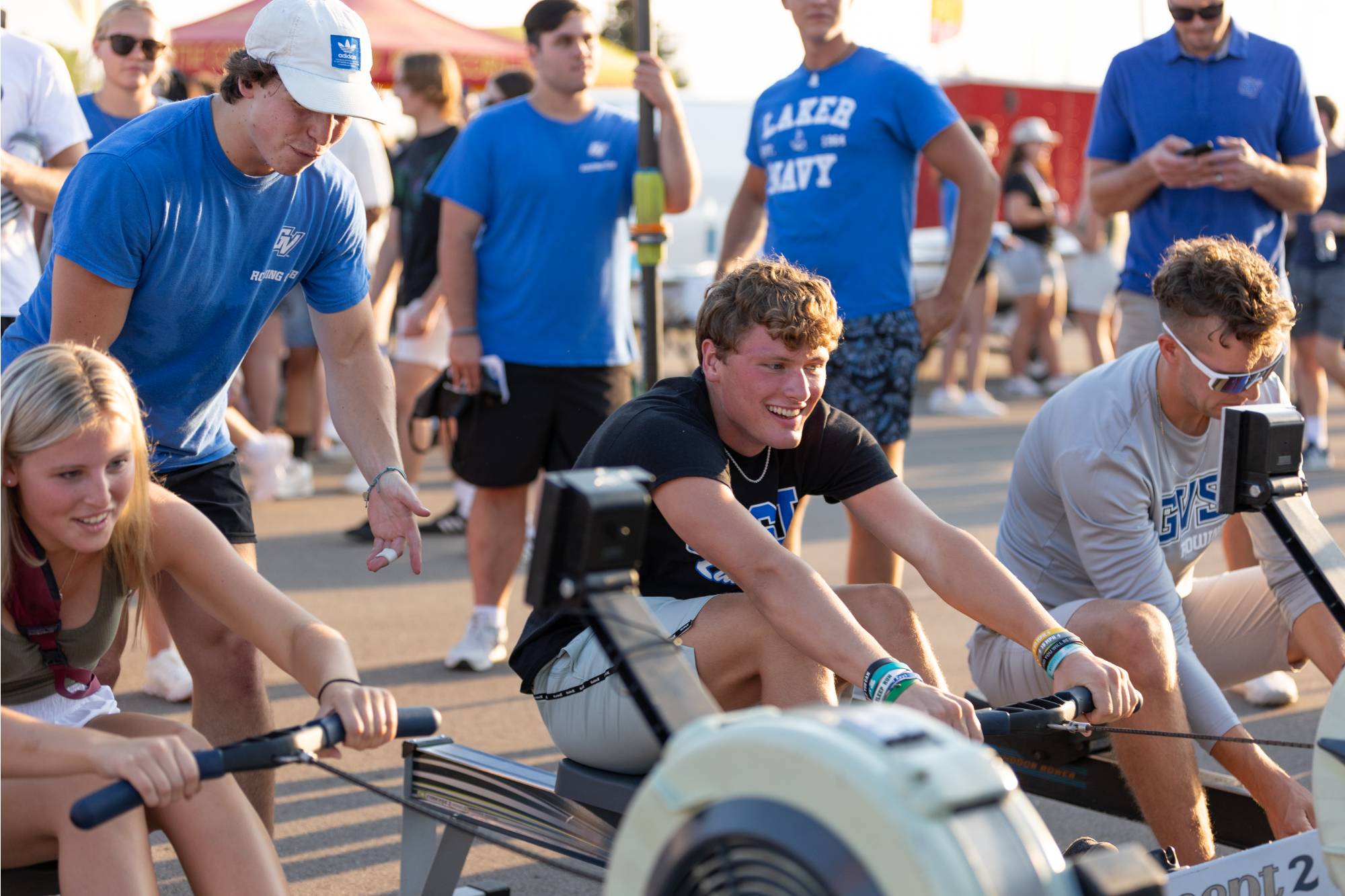 rowing students on the ERG